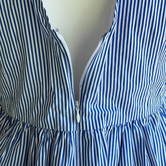 J. CREW Ruffle Sleeveless Tank Top. Blue Stripe, Ruffle Hem, Nautical Size 4 - Picture 8 of 11
